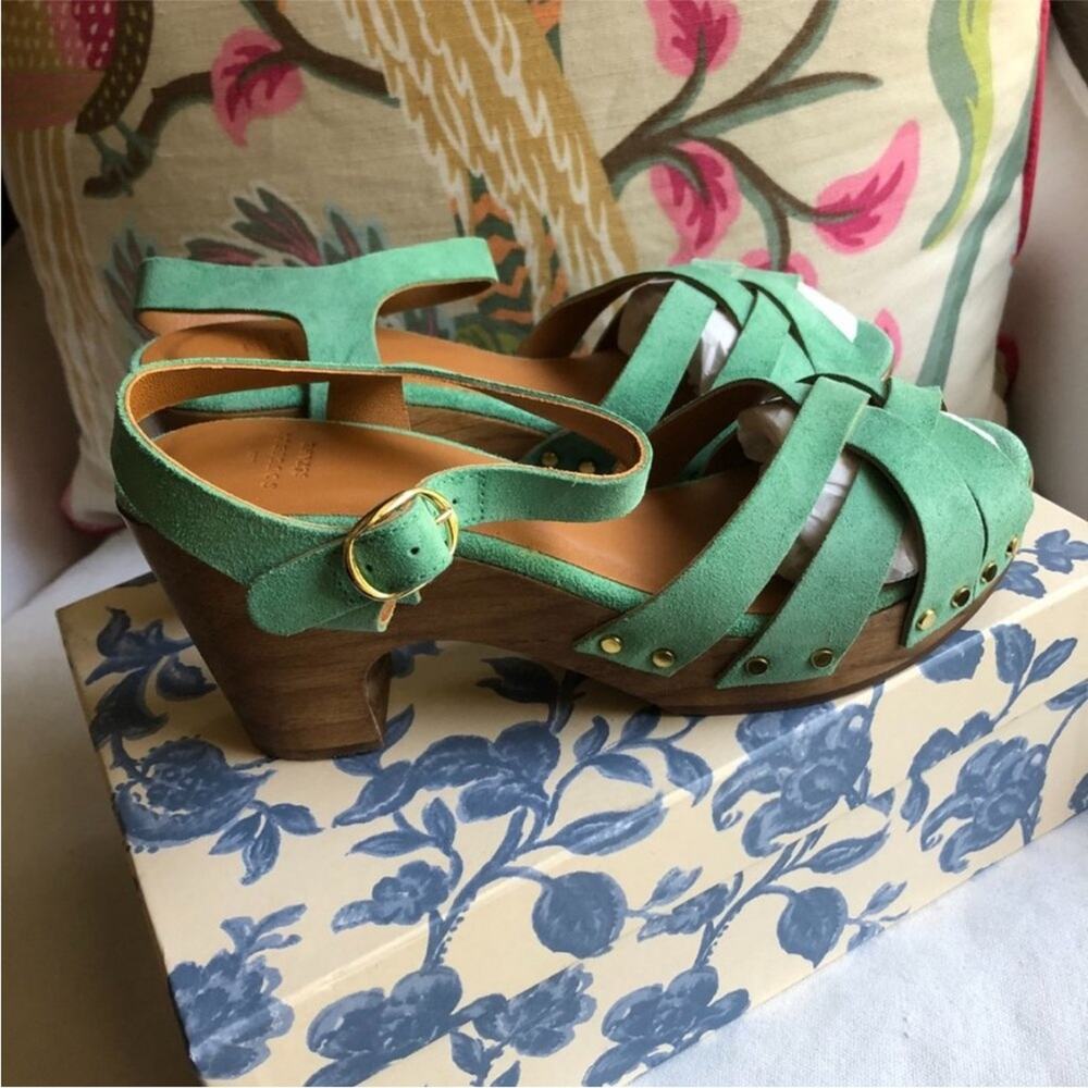 SEZANE Isabelle Green Suede Clogs Sandals 36 6 - Picture 9 of 12